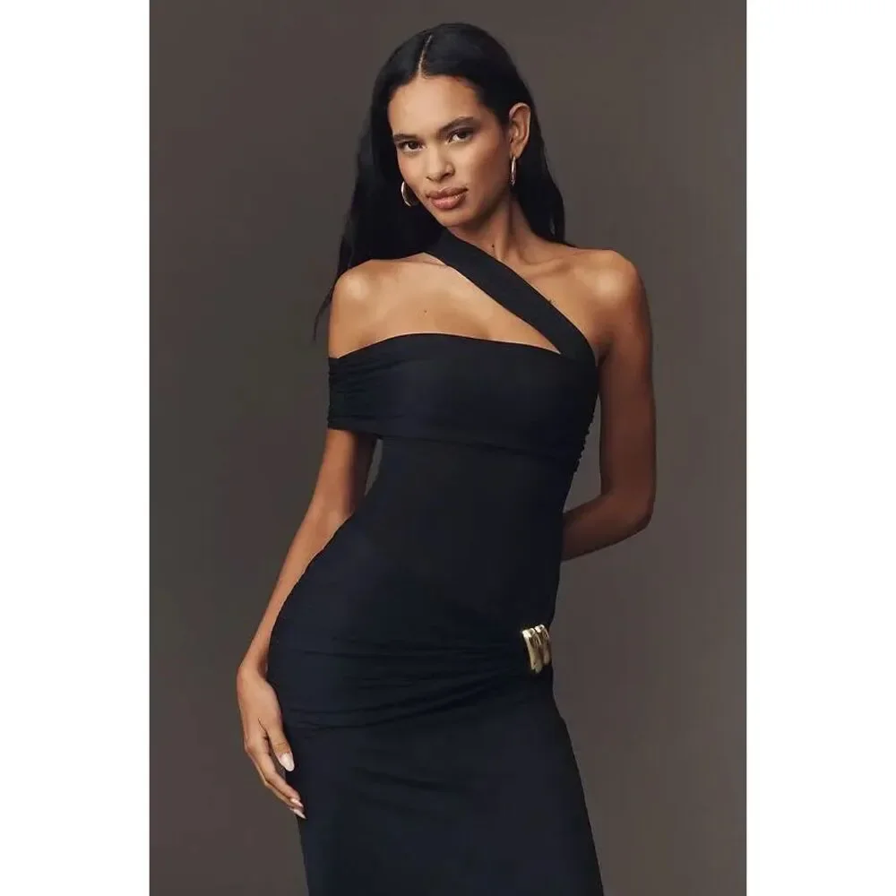 STUDIO LEXI Veda One-Shoulder Column Maxi Dress size S NWT - Picture 3 of 10